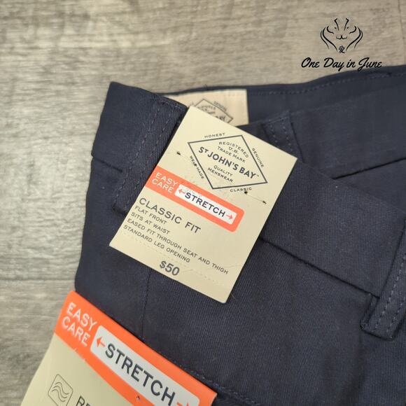 St. John's Bay Classic Fit Flat Front Pants Size 36X34 - Picture 2 of 6